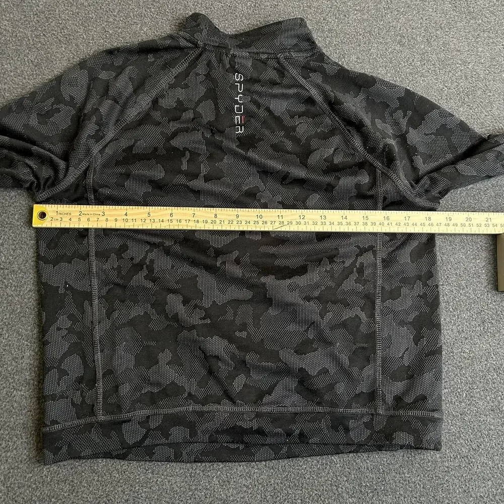 Spyder Fleece Shirt Kids Small Gray Camo 1/4 Zip Pullover Ski Base Layer